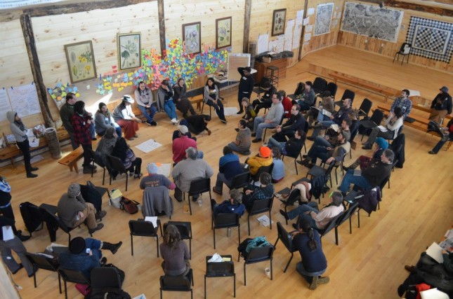 Susan Williams and Elandria Williams facilitate 70 activists from diverse backgrounds at the Extreme Extraction Summit. Photo by David Braun.