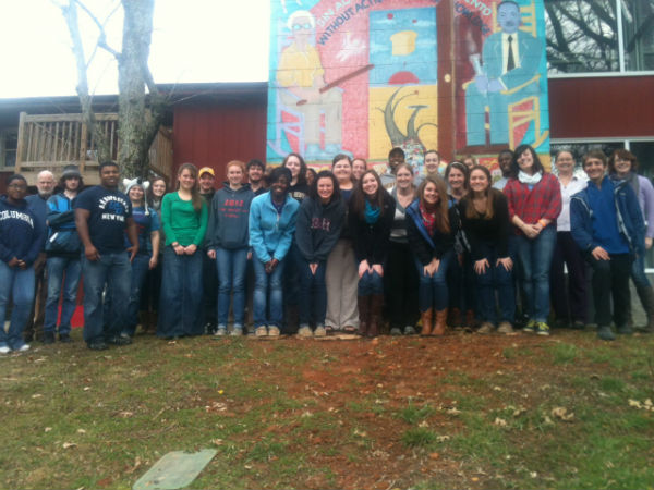 Students from Emory & Henry College who visited Highlander to learn about its history and methodologies.