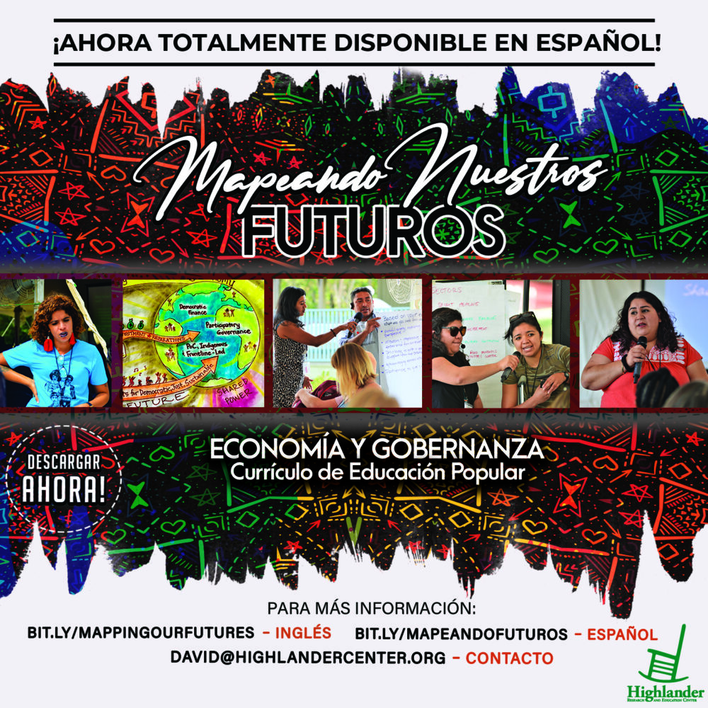 Marketing flyer for the Spanish version of the Mapping Our Futures curriculum